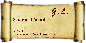 Grüner Lóránt névjegykártya